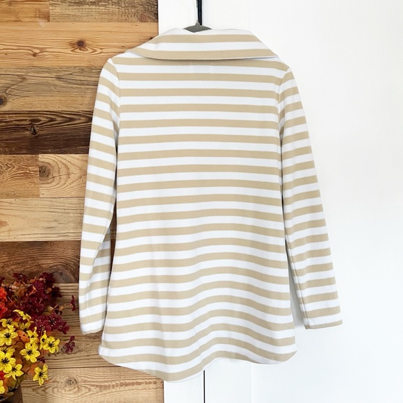 Dudley Stephens Prospect Pullover Vello Fleece Tan/White Small - Picture 3 of 6